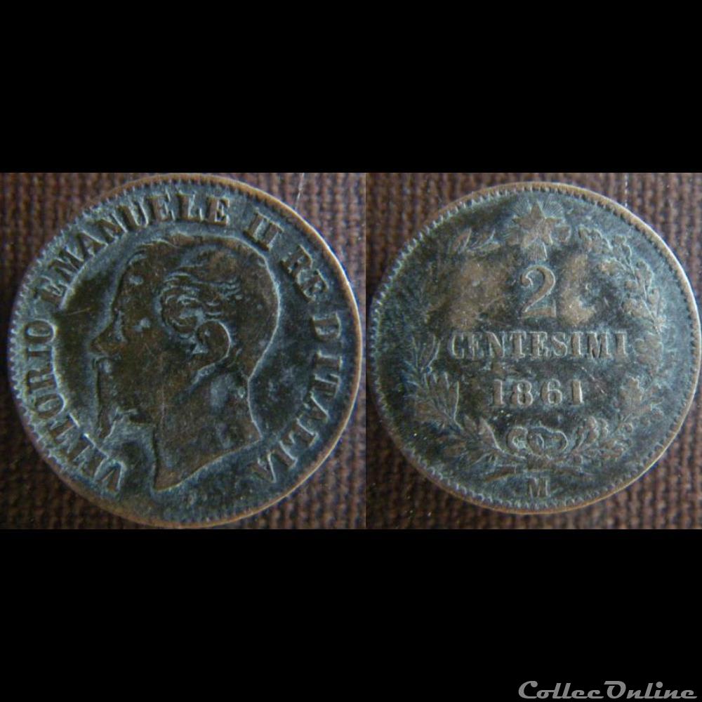 2 centesimi 1861 M monnaie monde italie 2 centesimi 1861 m