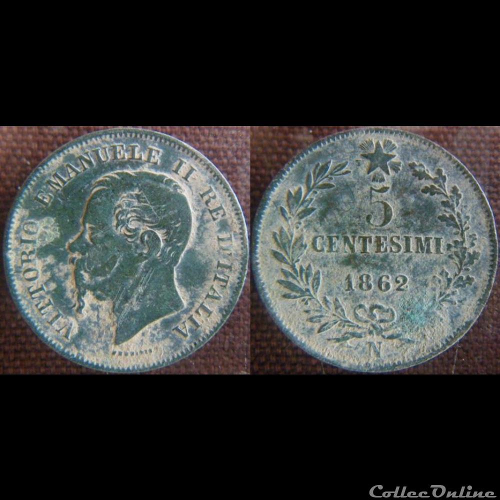 5 centesimi 1862 N monnaie monde italie 5 centesimi 1862 n