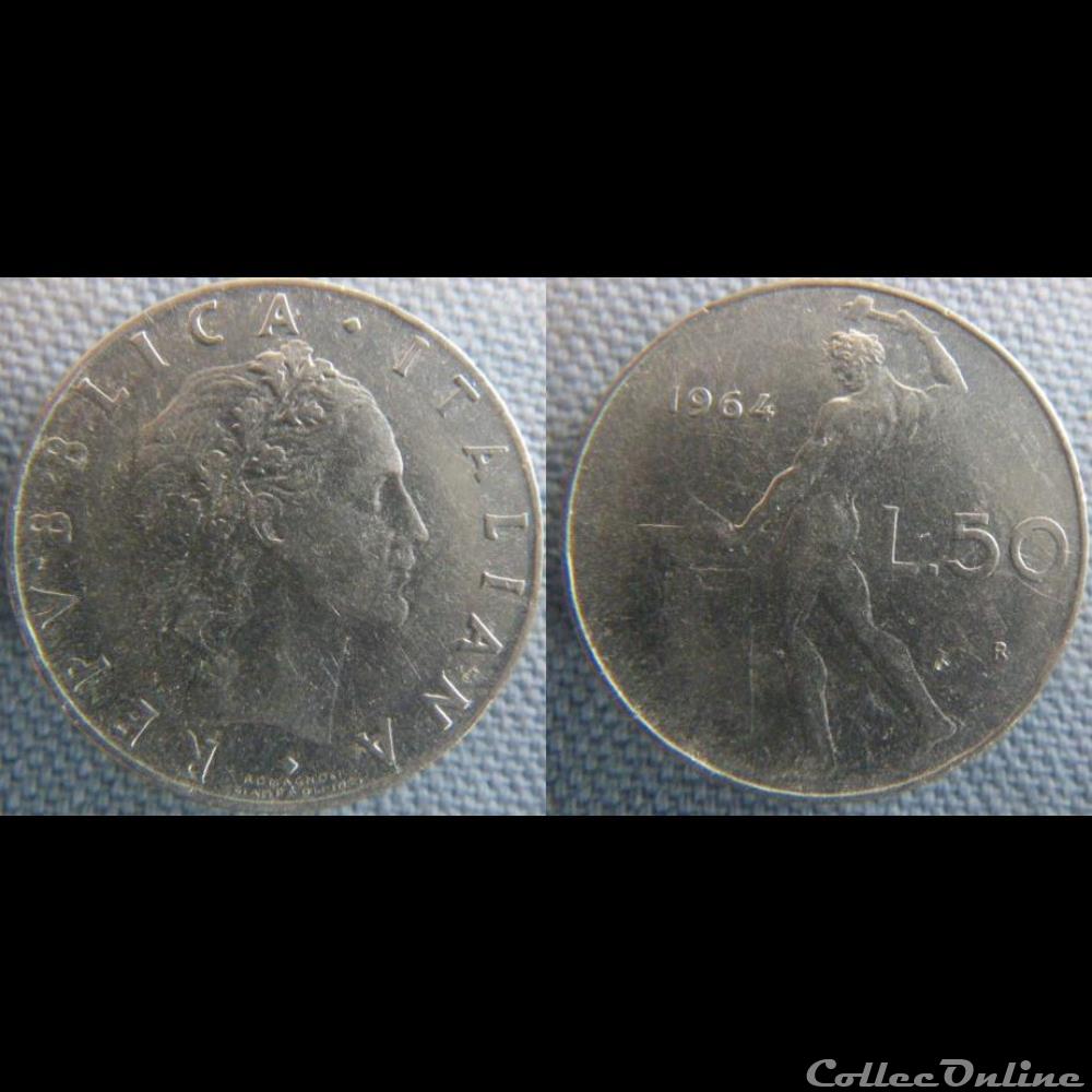 50 Lire 1964 monnaie monde italie 50 lire 1964