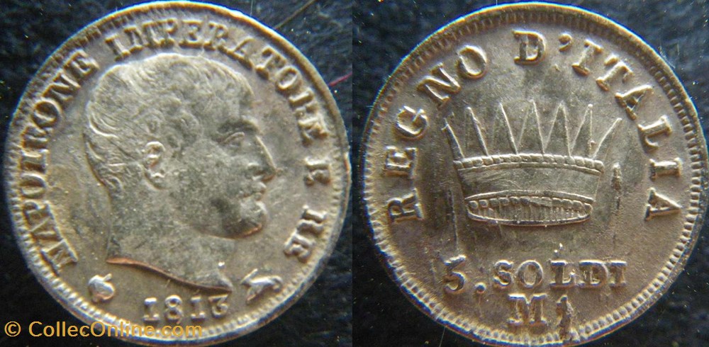 5 soldi 1813 M monnaies monde italie 5 soldi 1813 m