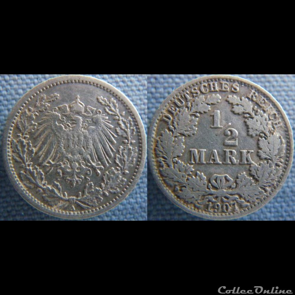 1/2 mark 1907 A monnaie monde allemagne 1 2 mark 1907 a