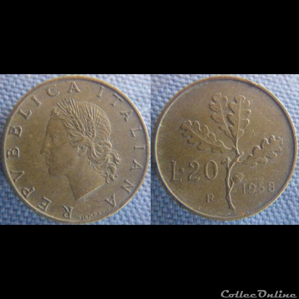 20 Lire 1958 monnaie monde italie 20 lire 1958