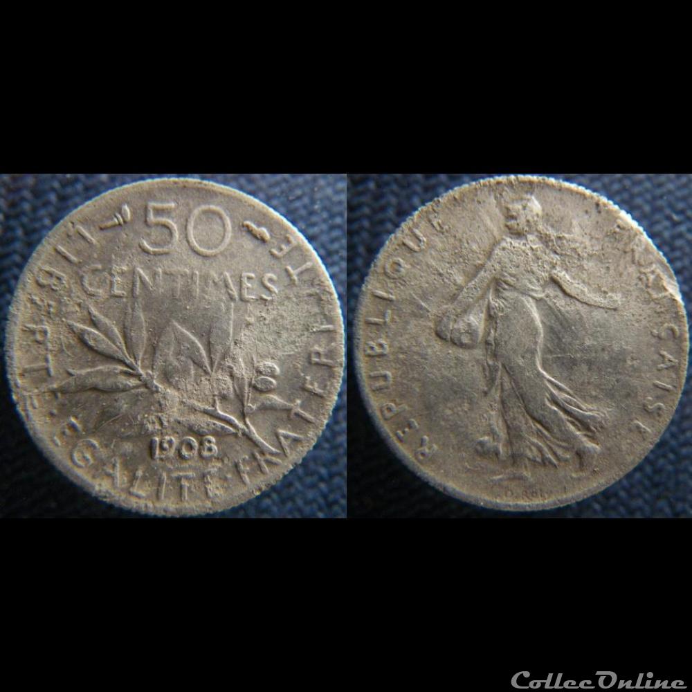 50 centimes 1908 monnaie france moderne 50 centimes 1908