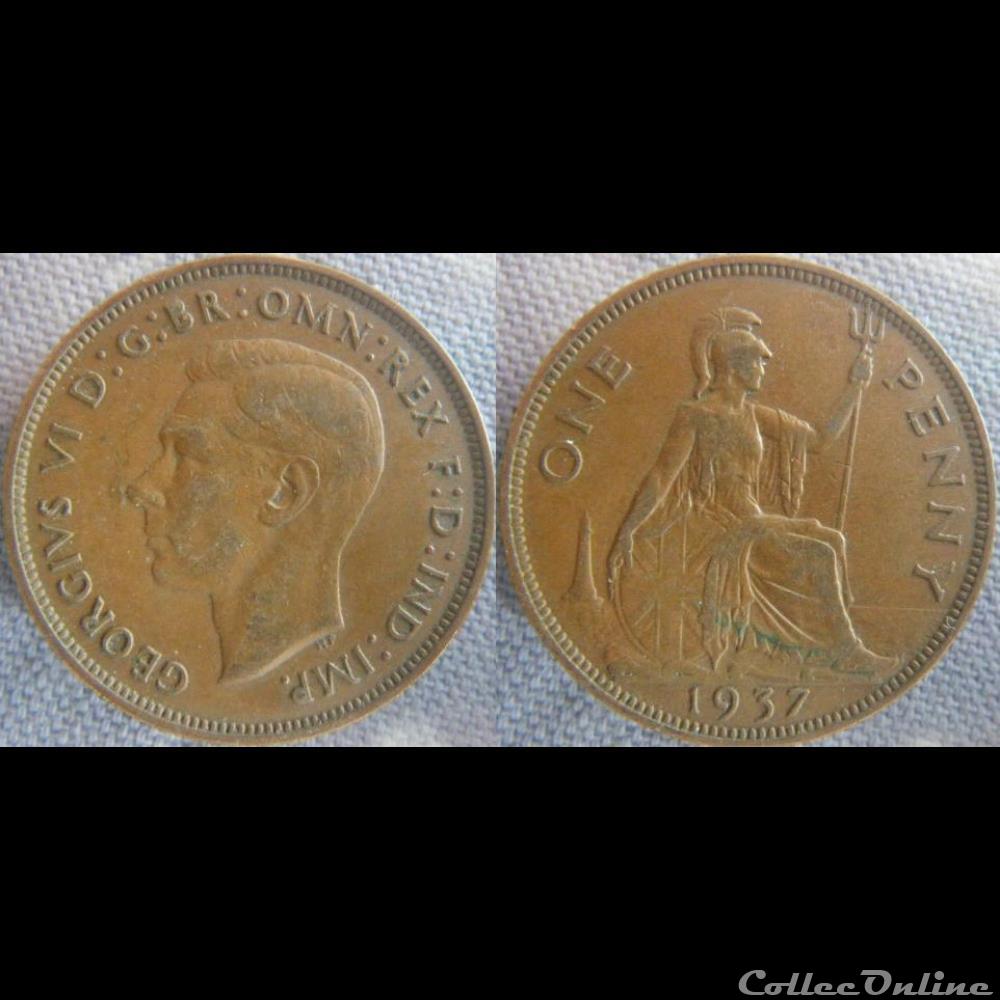1 Penny 1937 monnaie monde royaume uni 1 penny 1937