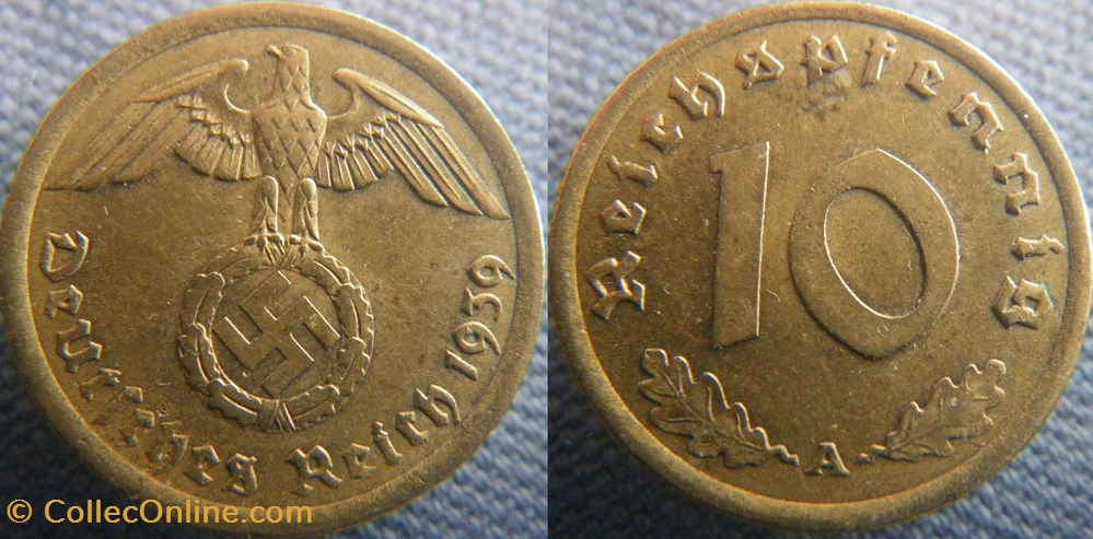 10 Reichspfennig 1939 A monnaie monde allemagne 10 reichspfennig 1939 a
