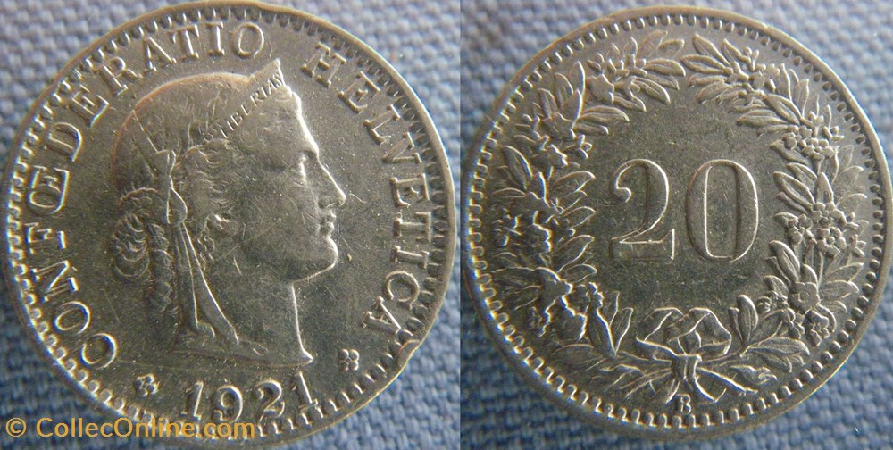 20 Rappen 1921 B monnaie monde suisse 20 rappen 1921 b