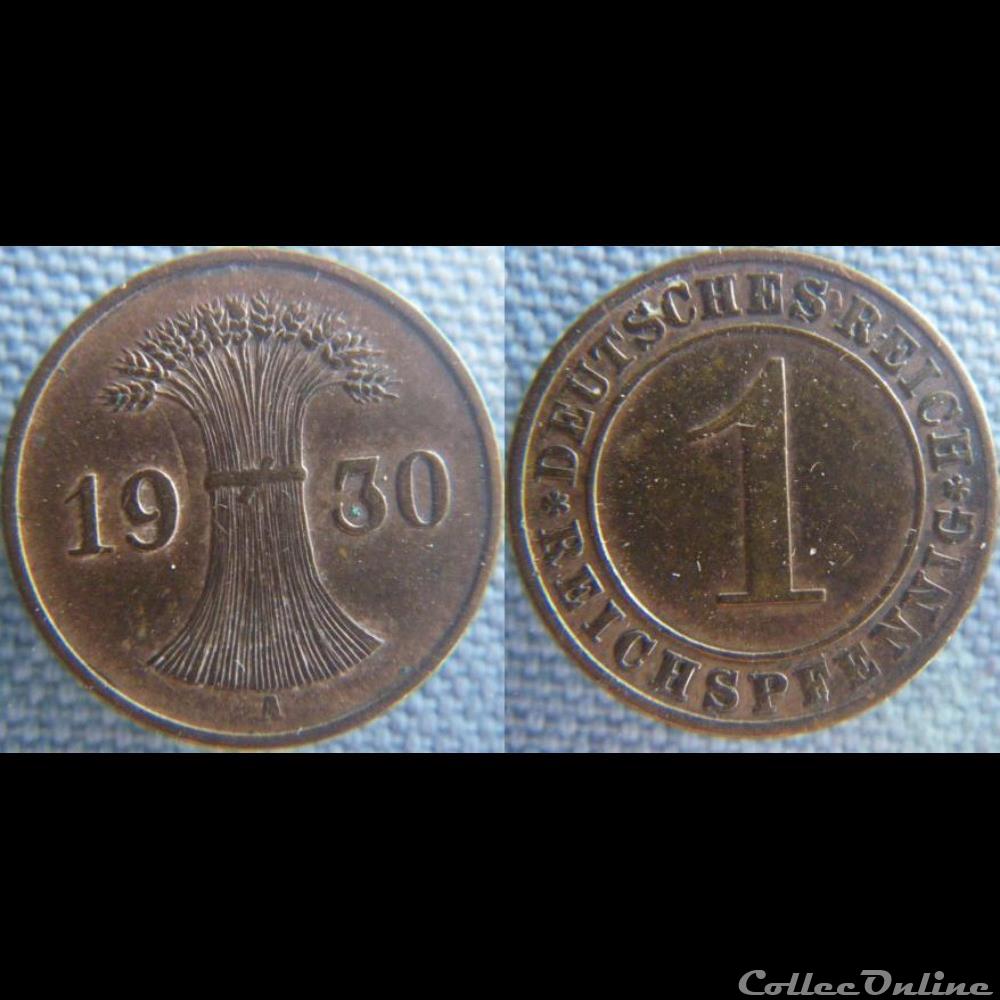 1 reichspfennig 1930 A monnaie monde allemagne 1 reichspfennig 1930 a