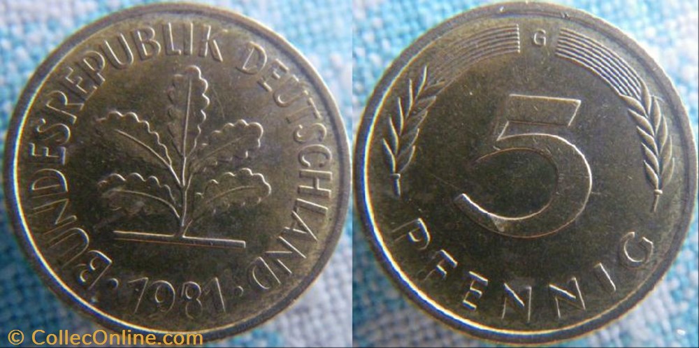 5 Pfennig 1981 G monnaie monde allemagne 5 pfennig 1981 g