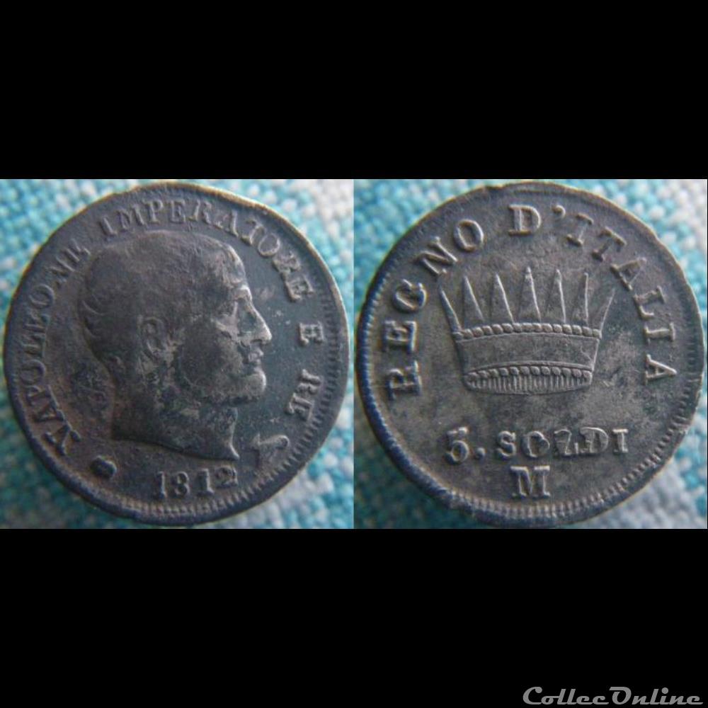 5 soldi 1812 M monnaie monde italie 5 soldi 1812 m