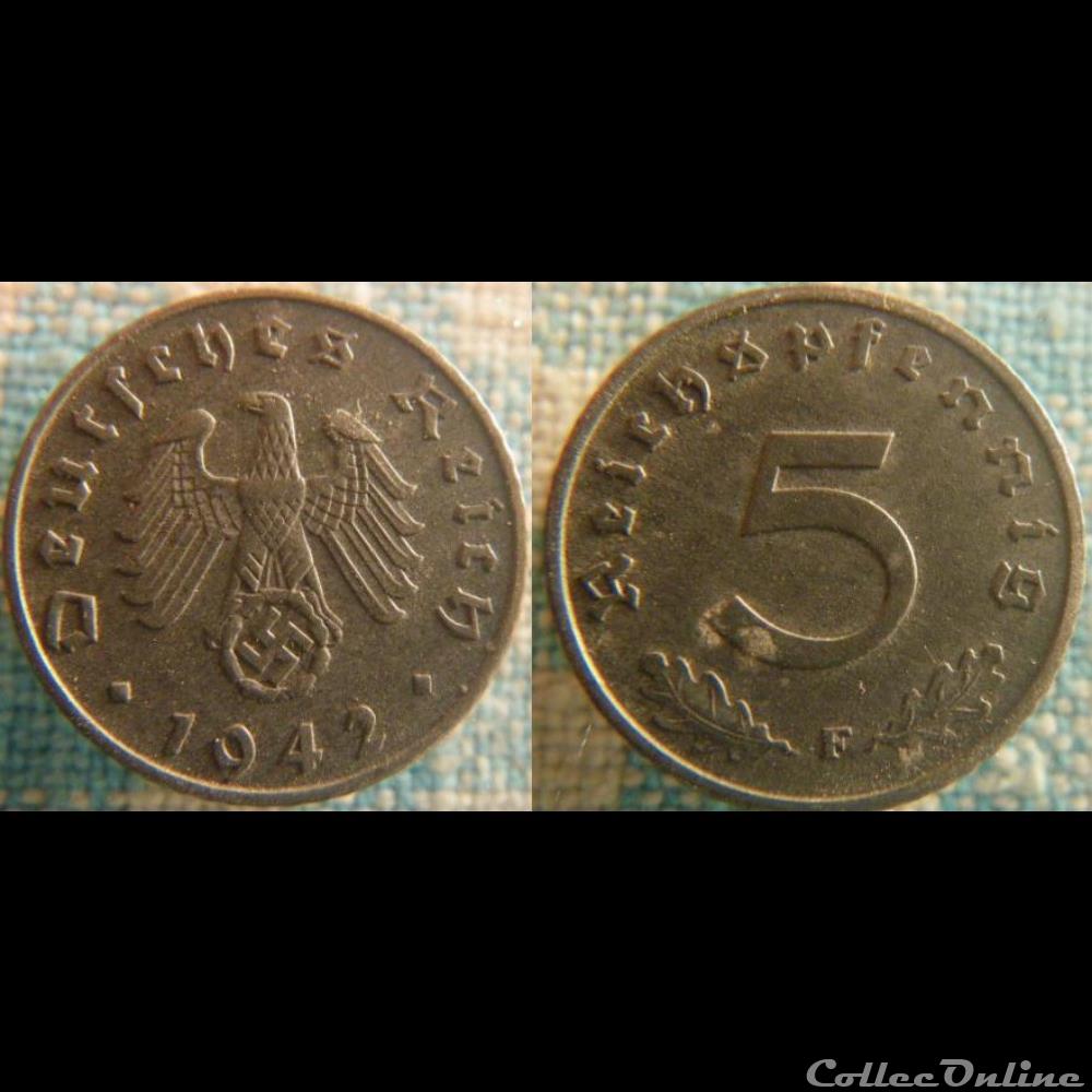 monnaie monde allemagne 5 reichspfennig 1942 f