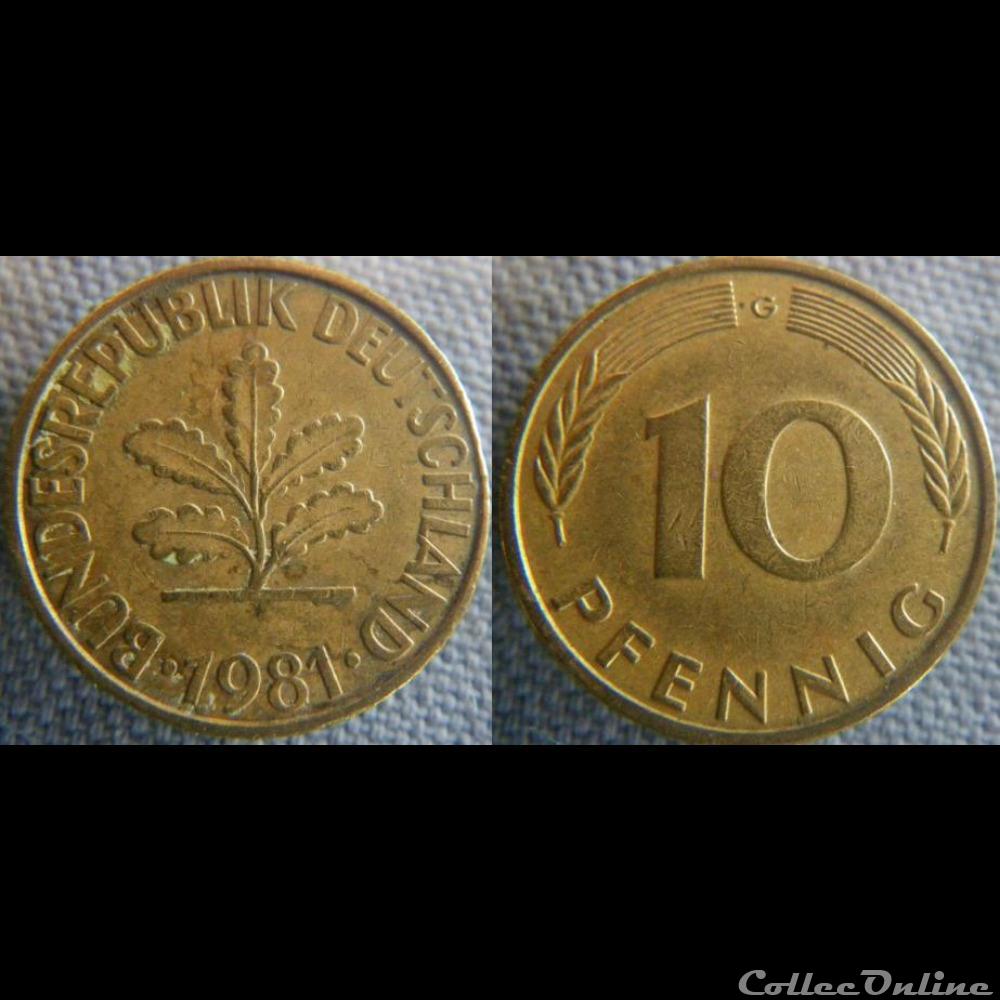monnaie monde allemagne 10 pfennig 1981 g