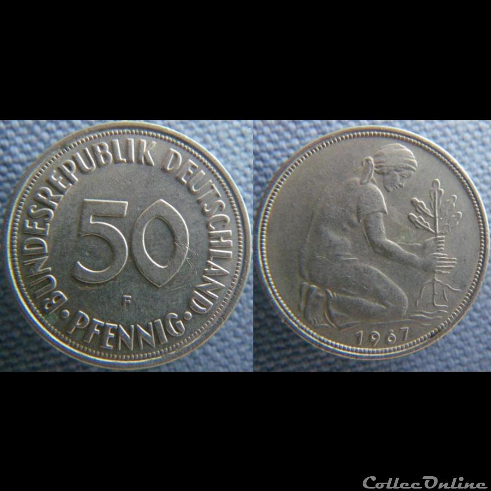 50 Pfennig 1967 F monnaie monde allemagne 50 pfennig 1967 f