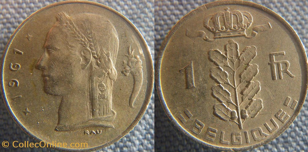 1 Franc 1961 fr monnaie monde belgique 1 franc 1961 fr
