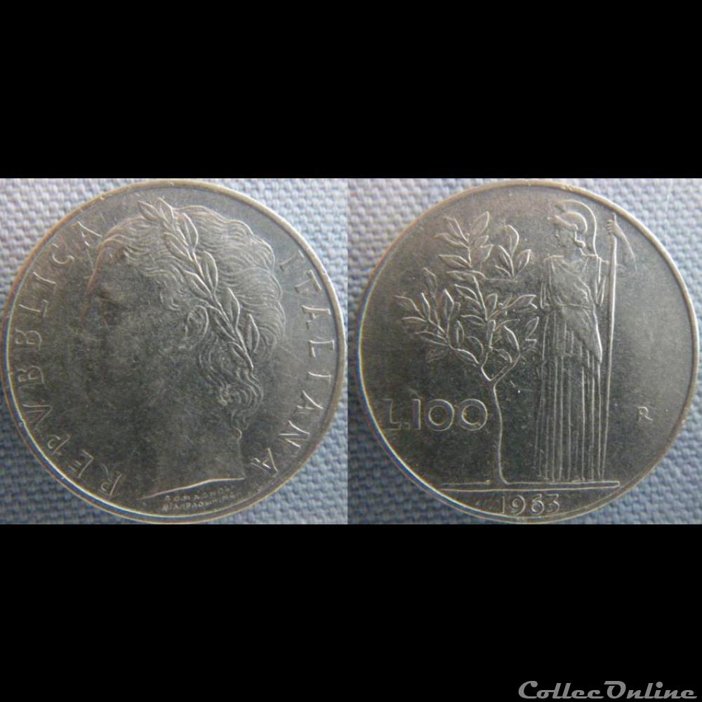 100 Lire 1963 monnaie monde italie 100 lire 1963