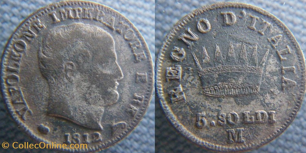 5 soldi 1812 M monnaie monde italie 5 soldi 1812 m