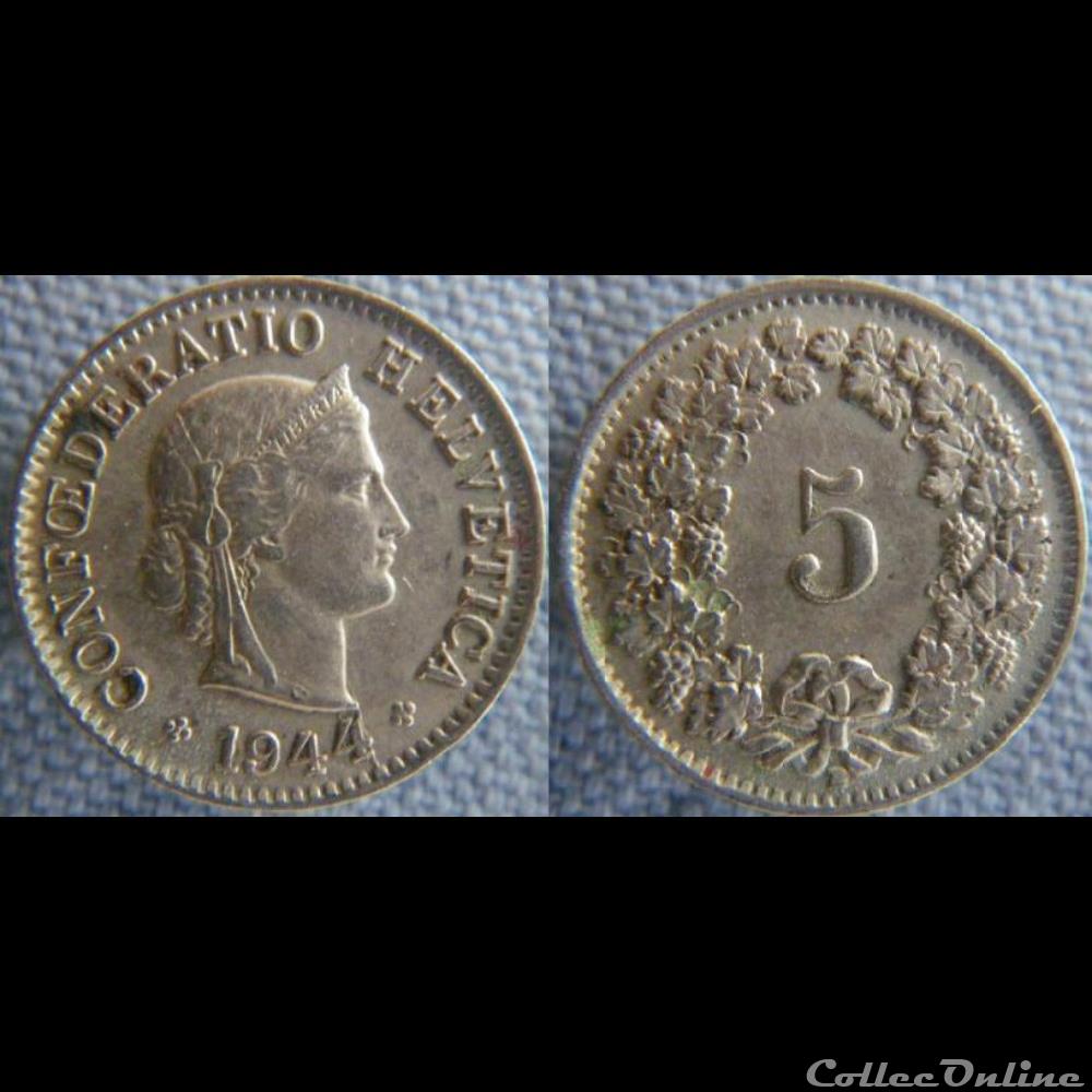 monnaie monde suisse 5 rappen 1944 b