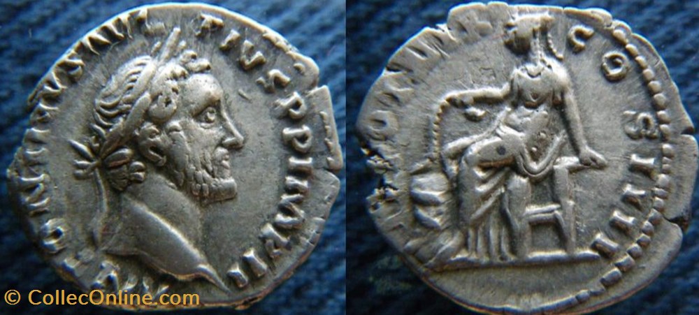 Antonin le Pieux denier monnaies antiquite av jc ap romaines republicaines imperiales antonin le pieux denier