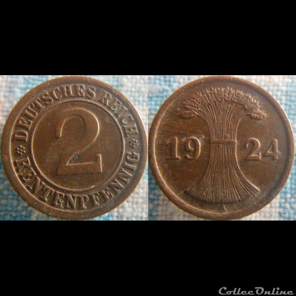 2 Rentenpfennig 1924 A monnaie monde allemagne 2 rentenpfennig 1924 a