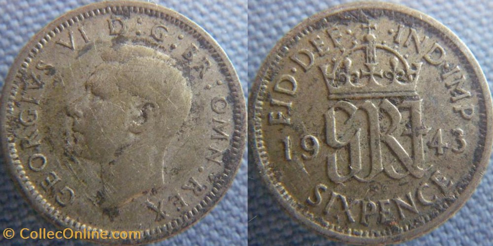 6 Pence 1943 monnaie monde royaume uni 6 pence 1943