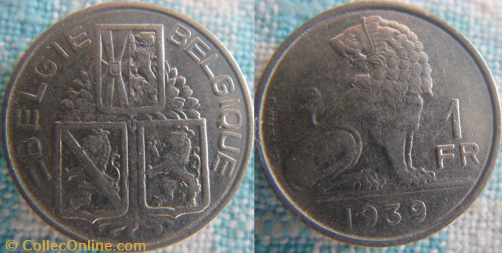 1 Franc 1939 FL-FR monnaie monde belgique 1 franc 1939 fl fr