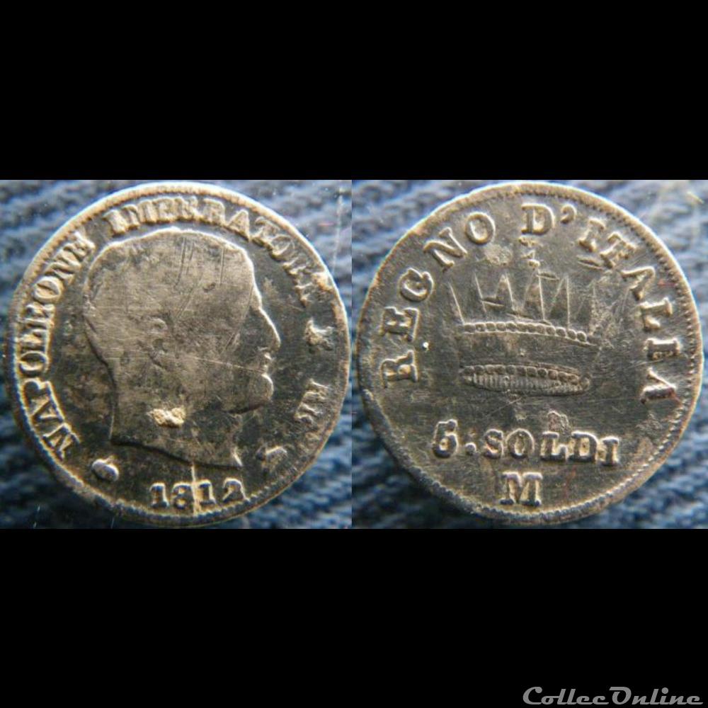 5 soldi 1812 M monnaie monde italie 5 soldi 1812 m
