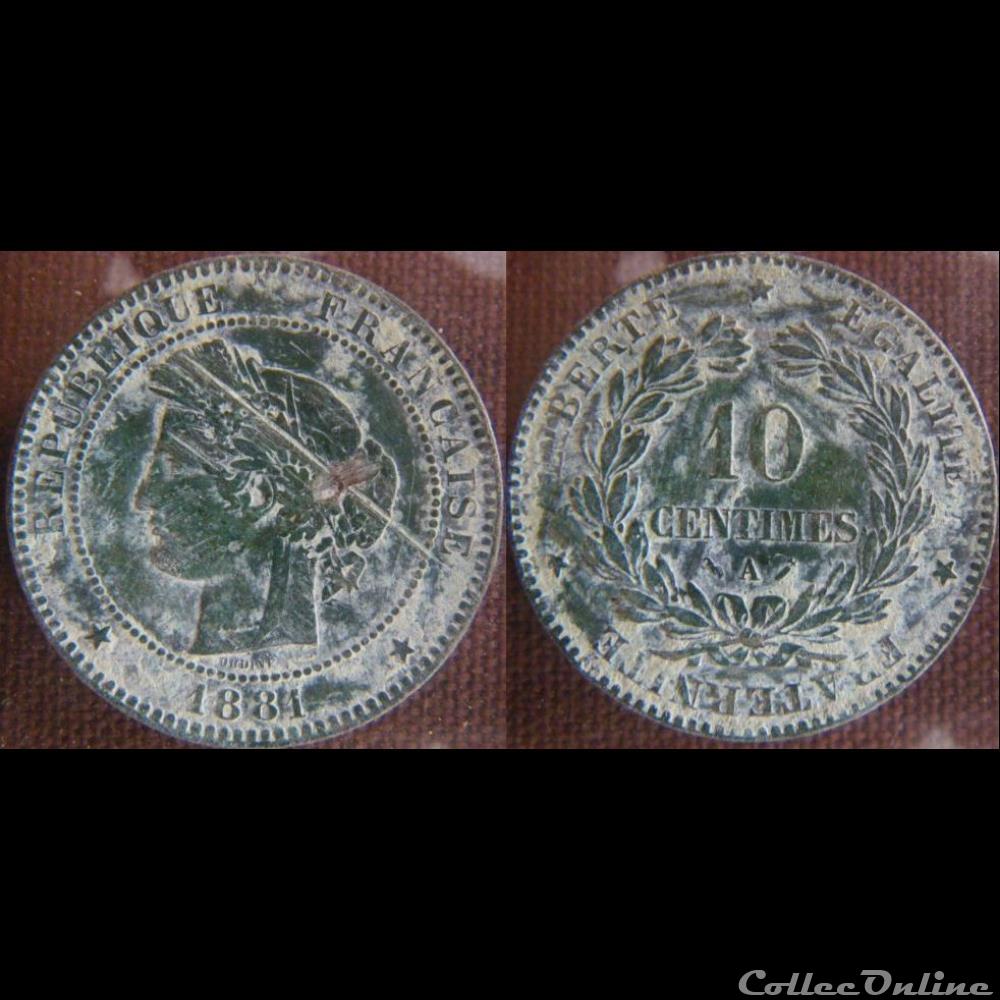 10 Centimes 1881 A monnaie france moderne 10 centimes 1881 a