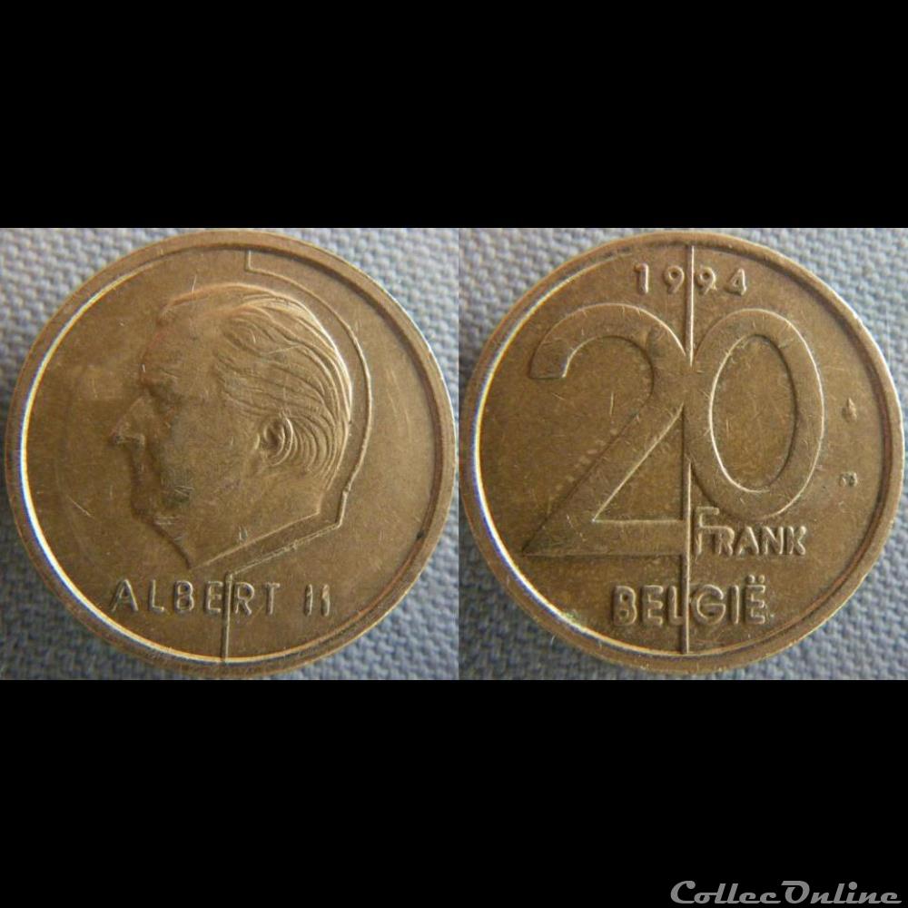 20 Francs 1994 fl monnaie monde belgique 20 francs 1994 fl