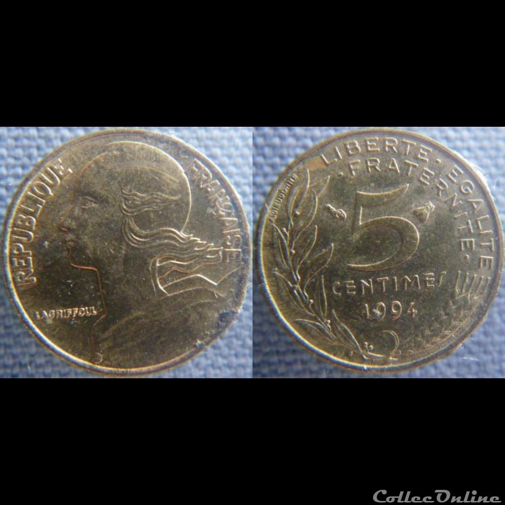 monnaie france moderne 5 centimes 1994 abeille