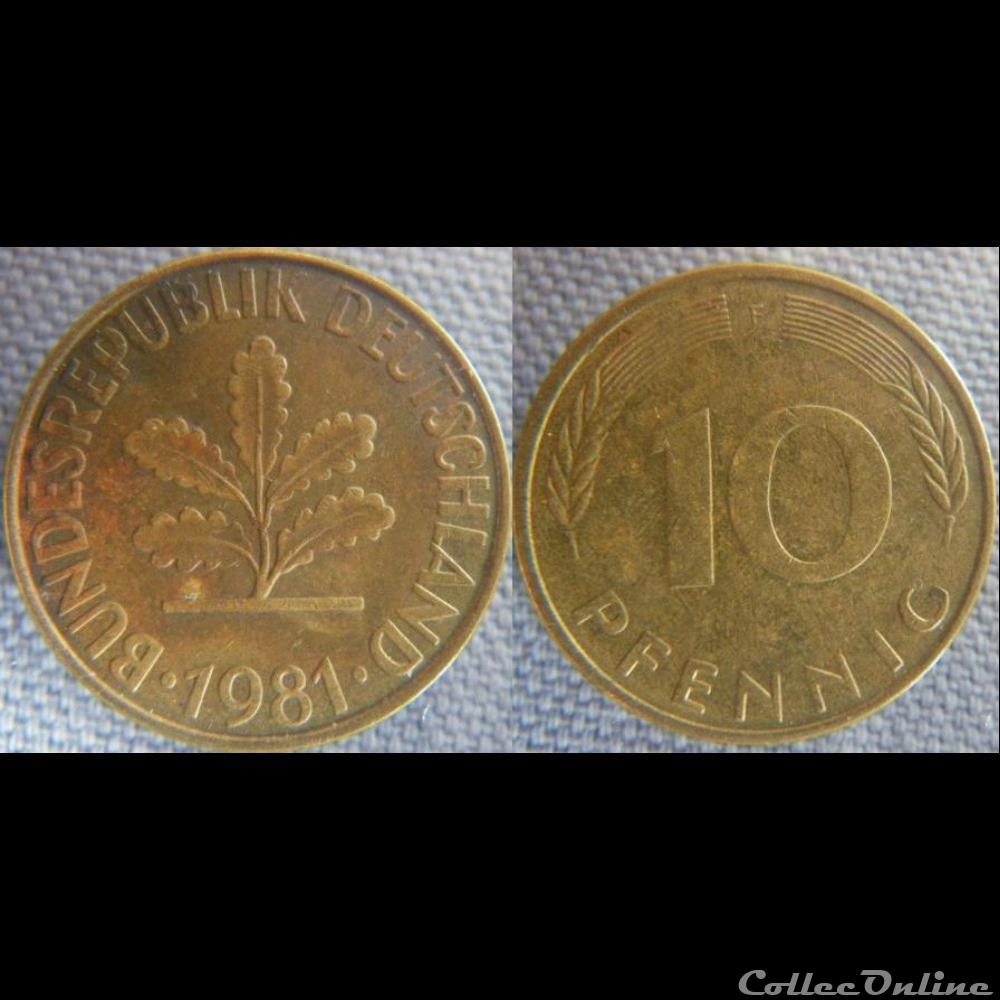 10 Pfennig 1981 F monnaie monde allemagne 10 pfennig 1981 f
