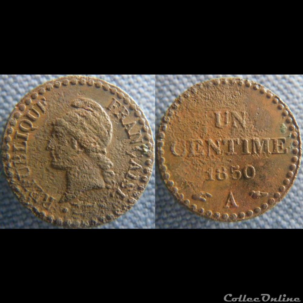 monnaie france moderne 1 centime 1850 a