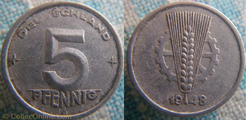 5 Pfennig 1948 A RDA monnaie monde allemagne 5 pfennig 1948 a rda
