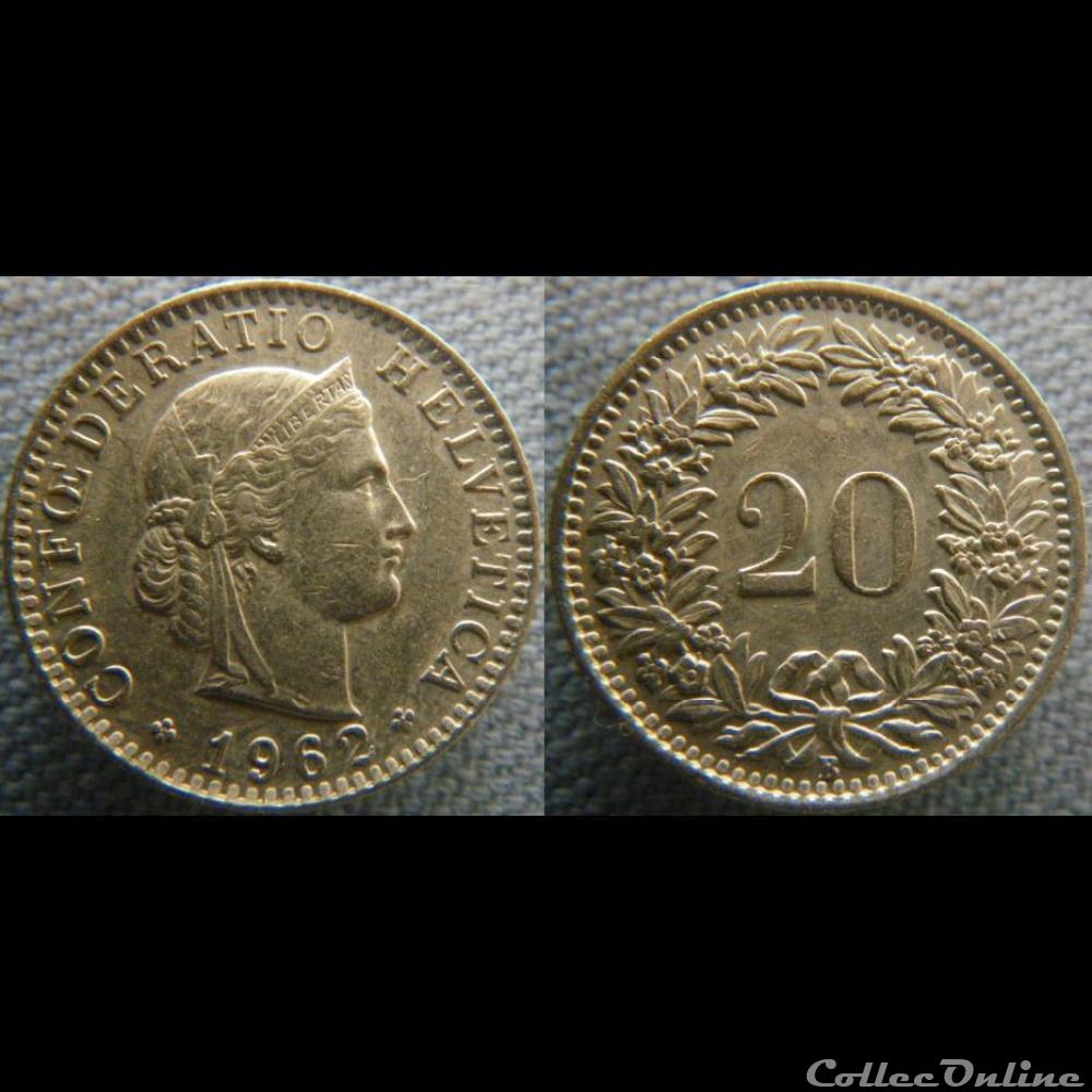20 Rappen 1962 B monnaie monde suisse 20 rappen 1962 b