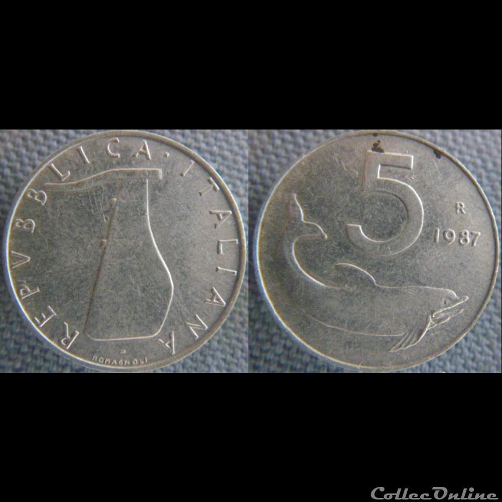 monnaie monde italie 5 lire 1987