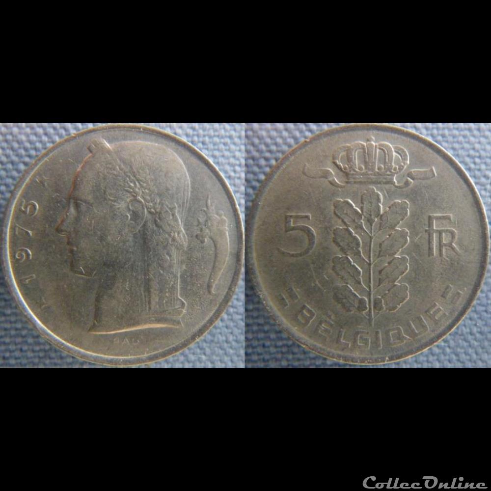 monnaie monde belgique 5 francs 1975 fr