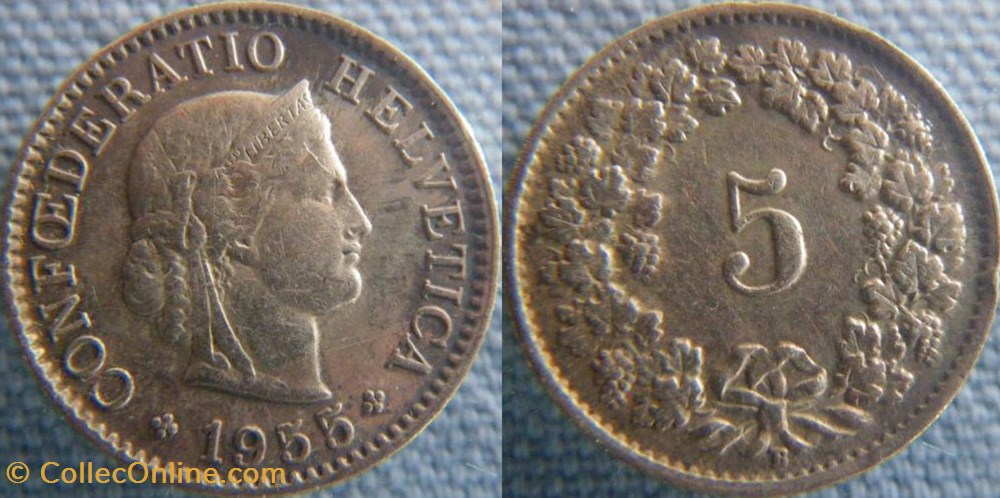 5 Rappen 1955 B monnaie monde suisse 5 rappen 1955 b