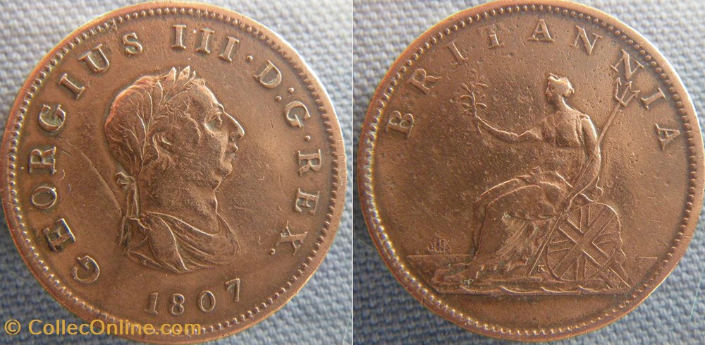 1/2 Penny 1807 monnaies monde royaume uni 1 2 penny 1807
