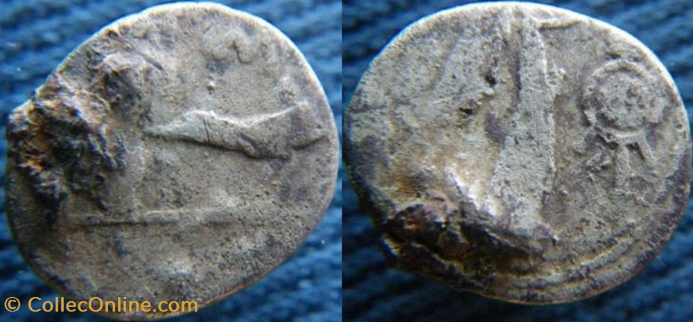monnaies antiquite av jc ap romaines republicaines imperiales republique 43 quinaire fourre marc antoine