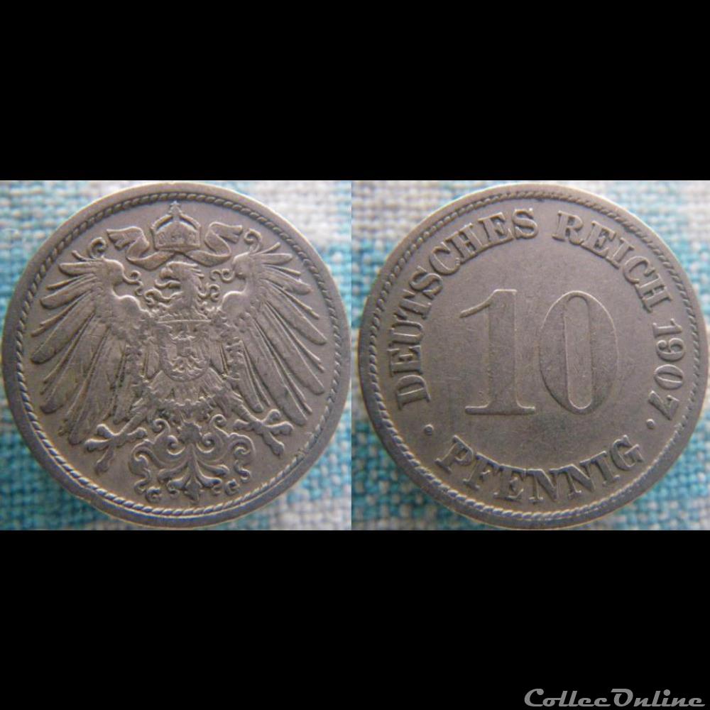10 pfennig 1907 G monnaie monde allemagne 10 pfennig 1907 g