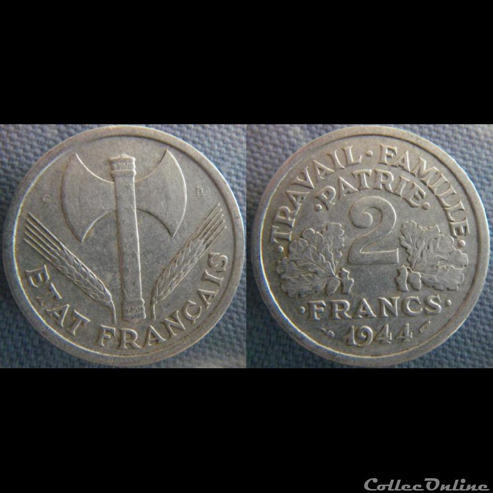 monnaie france moderne 2 francs 1944 c