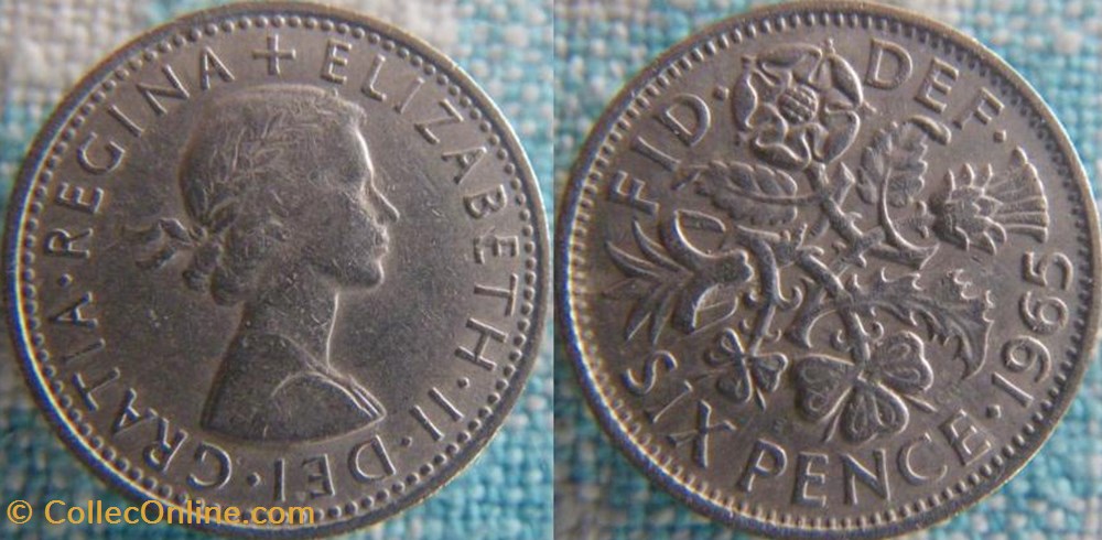 6 Pence 1965 monnaie monde royaume uni 6 pence 1965