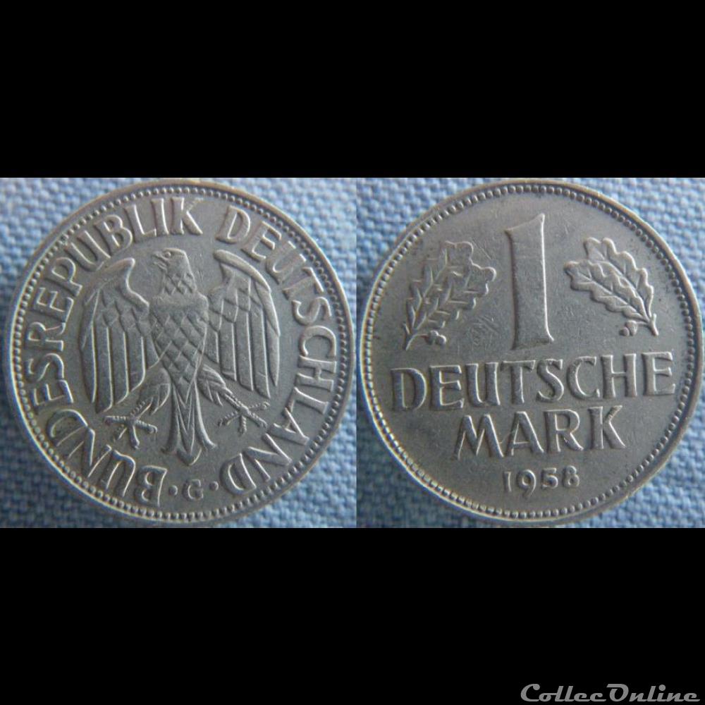 1 Mark 1958 G monnaie monde allemagne 1 mark 1958 g
