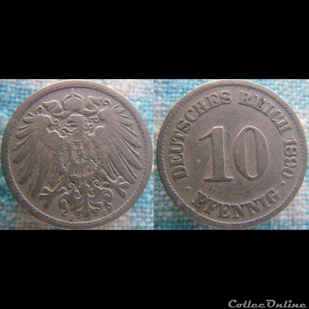 10 pfennig 1890 J monnaie monde allemagne 10 pfennig 1890 j