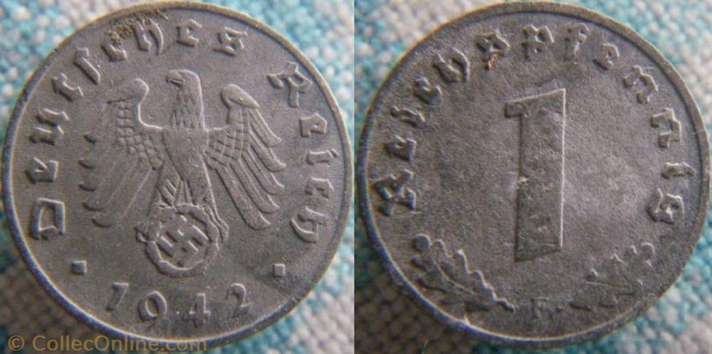 1 reichspfennig 1942 F monnaie monde allemagne 1 reichspfennig 1942 f