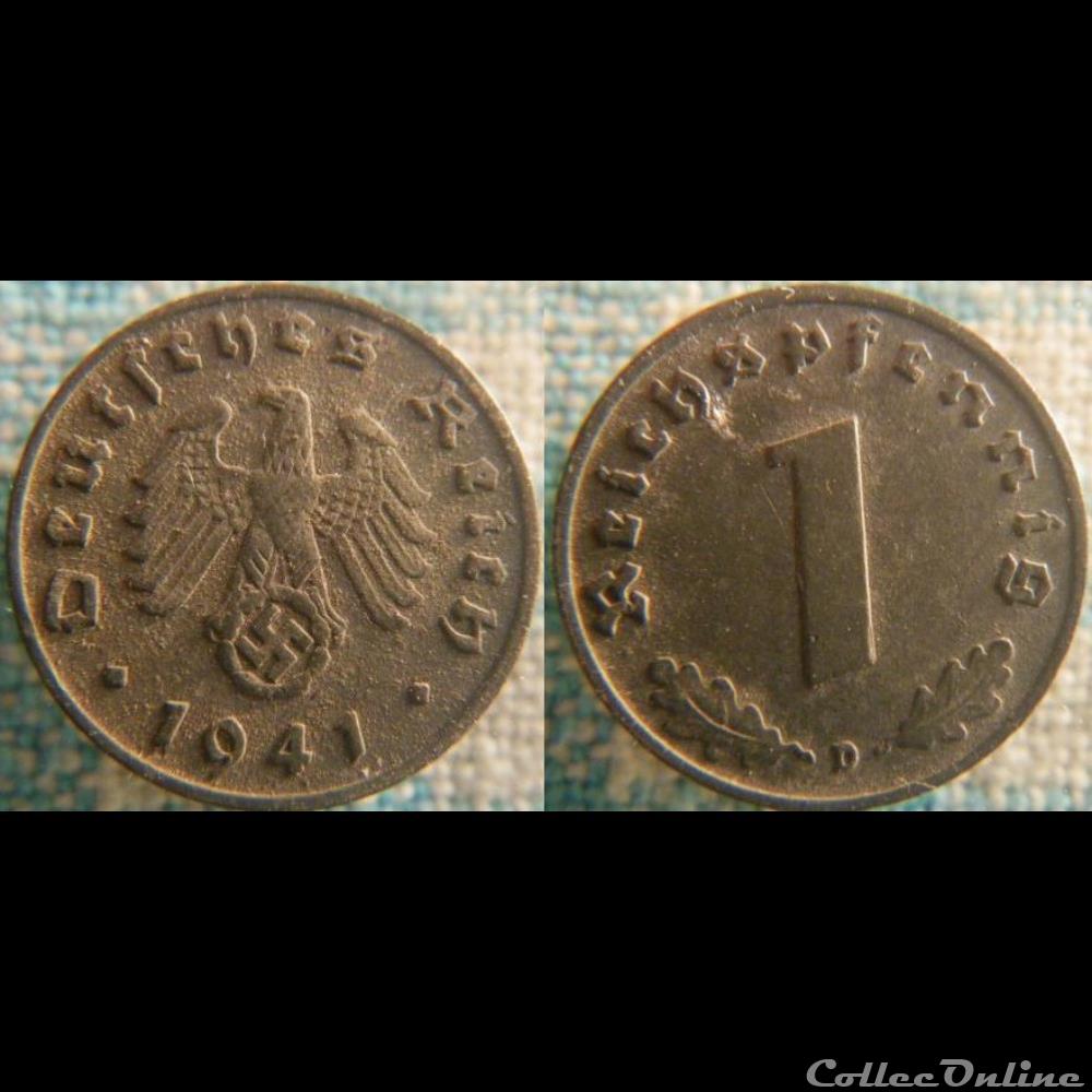 1 reichspfennig 1941 D monnaie monde allemagne 1 reichspfennig 1941 d