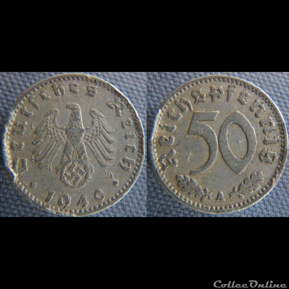 50 Reichspfennig 1940 A monnaie monde allemagne 50 reichspfennig 1940 a