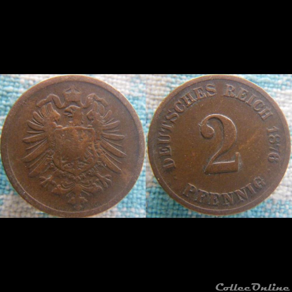 2 pfennig 1876 G monnaie monde allemagne 2 pfennig 1876 g