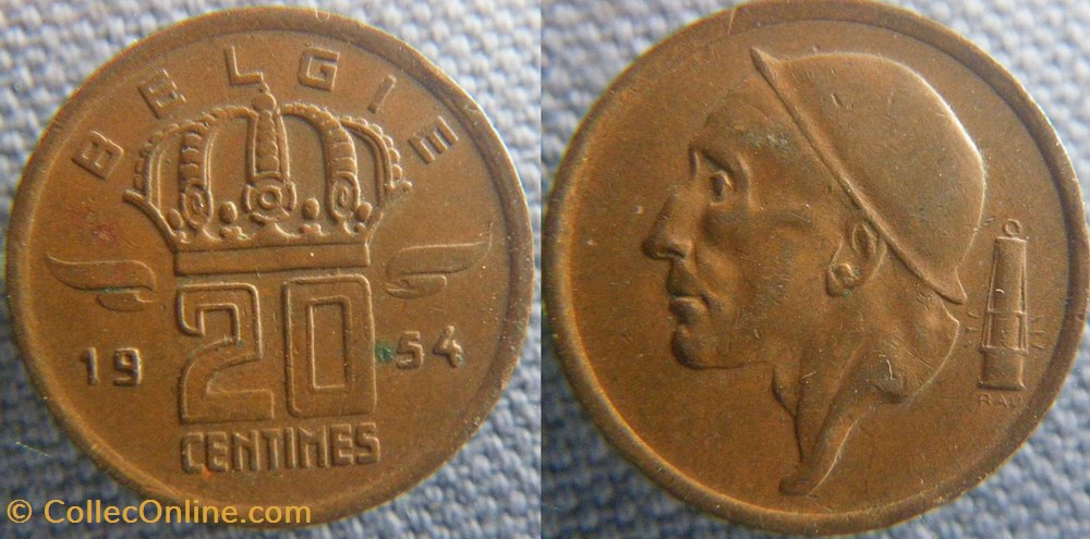 20 Centimes 1954 FL monnaie monde belgique 20 centimes 1954 fl