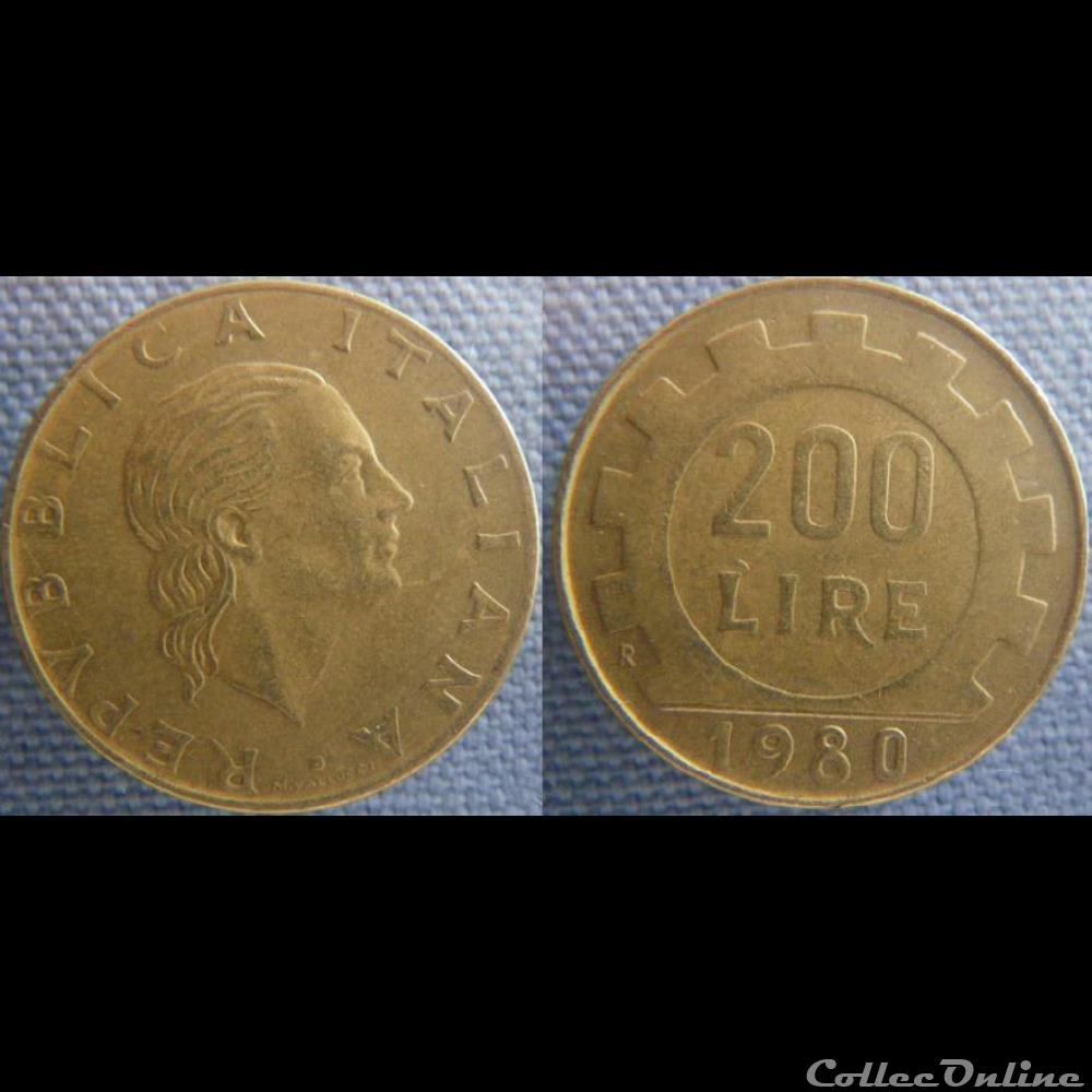 monnaie monde italie 200 lire 1980