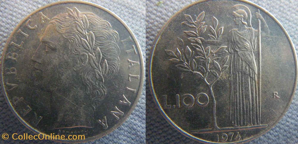 monnaies monde italie 100 lire 1974