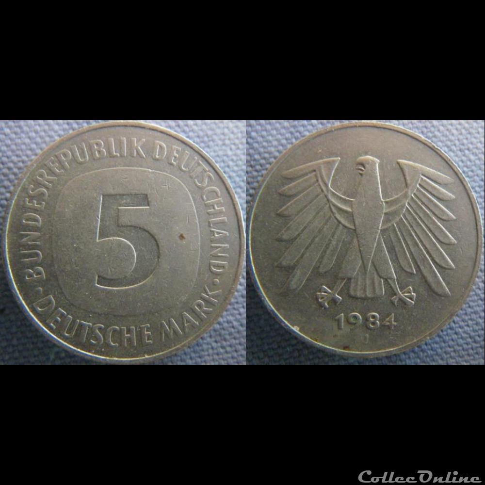 5 mark 1984 J monnaie monde allemagne 5 mark 1984 j